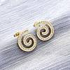 Brass Micro Pave Clear Cubic Zirconia Stud Earrings EJEW-H158-07A-G-1
