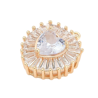 Brass Micro Pave Cubic Zirconia with Glass Pendants KK-Q026-20G-1