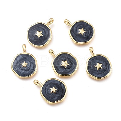 Brass Enamel Pendants KK-K248-02A-G-1