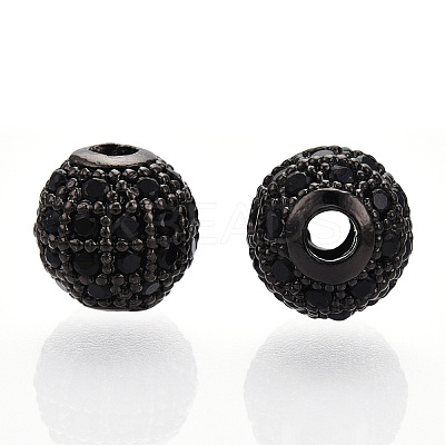 Rack Plating Brass Cubic Zirconia Beads ZIRC-S001-8mm-B04-1