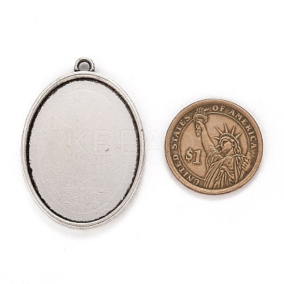 Tibetan Style Alloy Oval Tray Pendant Cabochon Settings LS-TIBEP-A19948-AS-LF-1
