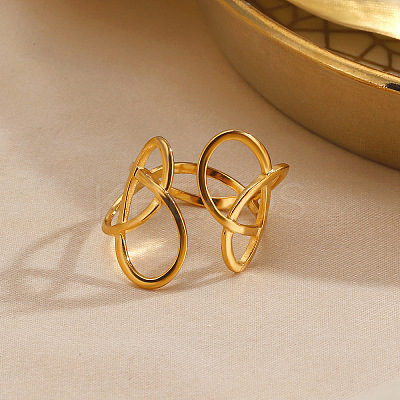 Irregular Line 304 Stainless Steel Cuff Open Rings WGB259B-01-1