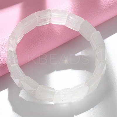 Square Natural Quartz Crystal Beads Stretch Bracelets for Women Men BJEW-C097-06W-1