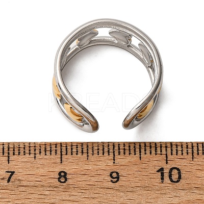 304 Stainless Steel Double Color Cuff Rings RJEW-S635-01GP-U-1