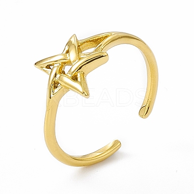 Ion Plating(IP) 304 Stainless Steel Open Cuff Ring for Women RJEW-C060-48G-1