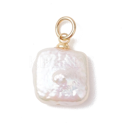 Baroque Natural Nucleated Pearl Keshi Pearl Square Charms PALLOY-JF04967-1