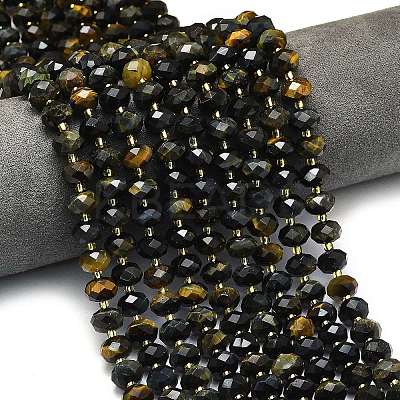 Natural Yellow and Blue Tiger Eye Beads Strands G-P573-A05-01-1