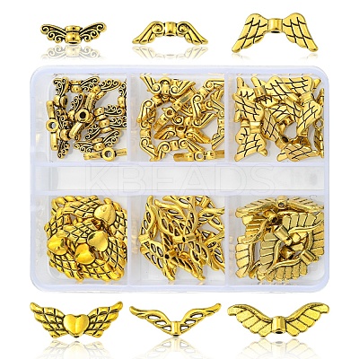 60Pcs 6 Style Tibetan Style Alloy Beads FIND-YW0001-50-1