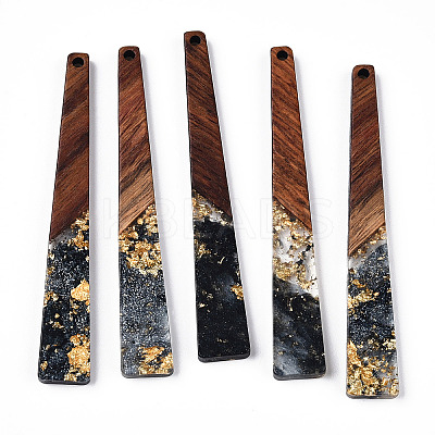 Transparent Resin & Walnut Wood Big Pendants RESI-N039-68C-1