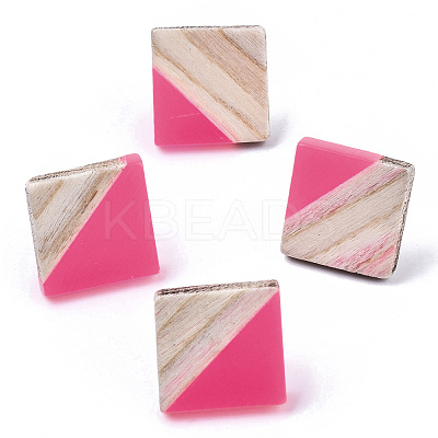 Transparent Resin & Wood Stud Earrings EJEW-N017-005A-A04-1