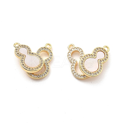 Brass Micro Pave Cubic Zirconia & Shell Fold Over Clasps KK-B129-15G-1