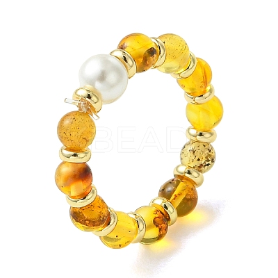 Adjustable Natural Amber Finger Rings RJEW-JR01089-1