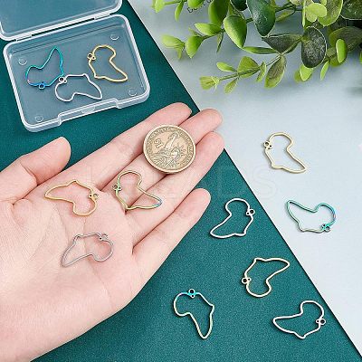 12Pcs 3 Colors Africa Map 304 Stainless Steel Connector Charms STAS-UN0038-78-1