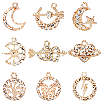 54Pcs 9 Style Alloy Pendants FIND-FH0007-18-1