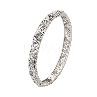 Brass Micro Pave Cubic Zirconia Hinged Bangles for Women BJEW-D313-02P-1
