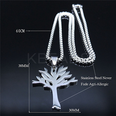 201 Stainless Steel Tree of Life Pendant Box Chain Necklaces FS-WGEEACC-02-1