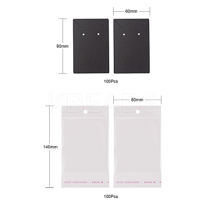 200Pcs 2 Style Cardboard Display Cards and OPP Cellophane Bags CDIS-LS0001-05C-1