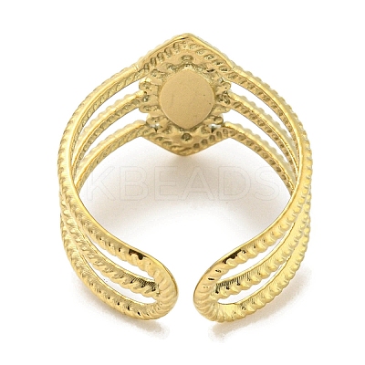 Ion Plating(IP) 304 Stainless Steel Synthetic Turquoise Cuff Rings G-Z056-03G-03-1