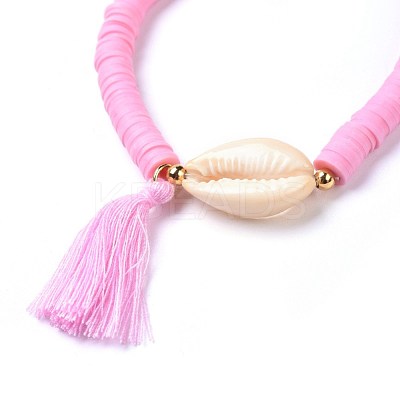 Handmade Polymer Clay Heishi Beads Stretch Bracelets BJEW-JB04250-M-1