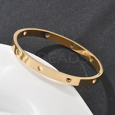 Hollow Heart 304 Stainless Steel Bangles for Women BJEW-Z092-11G-1