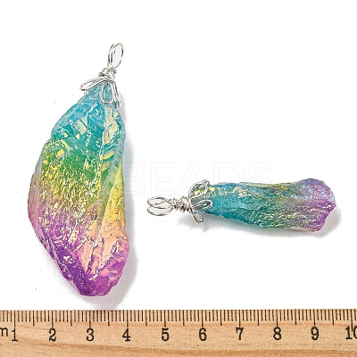 Electroplated Raw Rough Natural Quartz Crystal Big Pendants G-A229-02P-01-1
