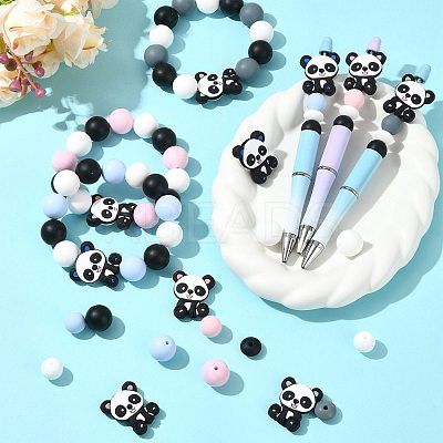 40Pcs 10 Styles Silicone Beads SIL-FS0001-27A-1