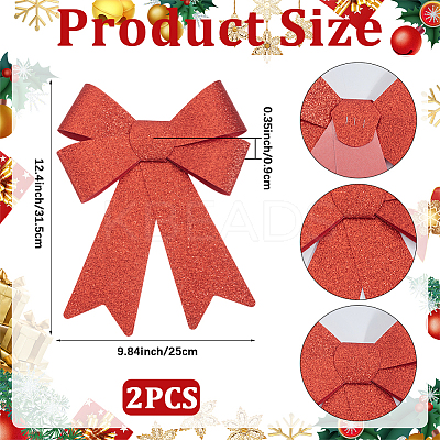 Christmas PVC Glitter Bowknot AJEW-SP0003-72B-01-1