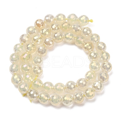 Electroplated Natural Agate Beads Strands G-B191-A07-8mm-02-1