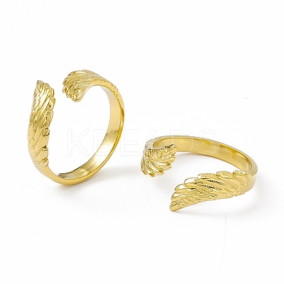 Ion Plating(IP) 304 Stainless Steel Cuff Ring for Women RJEW-C060-02G-1