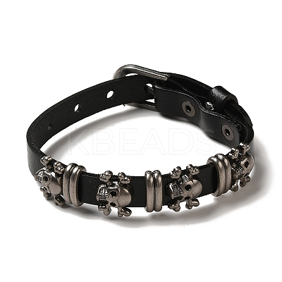 Alloy Skull Rivets Bracelet BJEW-C037-04A-1