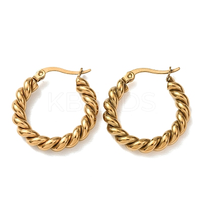 Iron Plating(IP) 304 Stainless Steel Twist Rope Hoop Earrings for Women EJEW-G298-07B-G-1