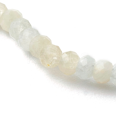 Faceted Rondelle Natural Morganite Bead Stretch Bracelets BJEW-JB06383-03-1
