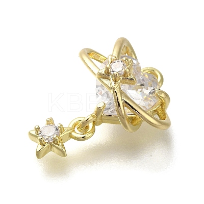 Rack Plating Brass Micro Pave Cubic Zirconia Pendants KK-M014-14G-1