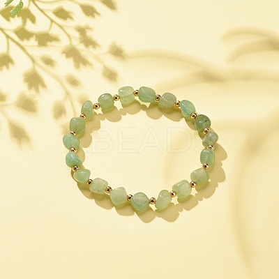 Natural Green Aventurine Round Beaded Stretch Bracelet BJEW-JB08197-03-1