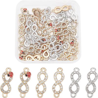 48Pcs 3 Style Alloy Rhinestone Links Connectors ALRI-FH0001-04-1