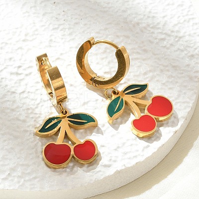 304 Stainless Steel Enamel Hoop Earrings EJEW-M080-01G-1
