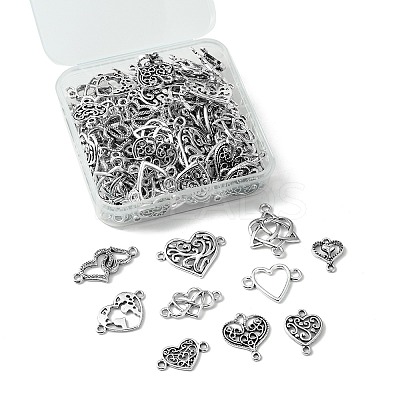 100Pcs 10 Styles Tibetan Style Alloy Connector Charms TIBE-CJ0001-27-1