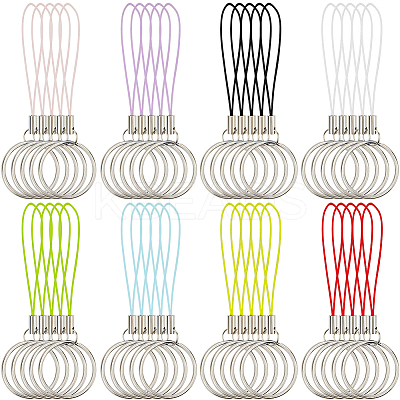 64Pcs 8 Colors Nylon Cord with Zinc Alloy sleeve Mobile Straps FIND-GF0006-51-1