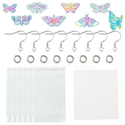 DIY Butterfly 201 Stainless Steel Etched Metal Embellishments Dangle Earring Jewelry Making Kits DIY-FS0007-47-1