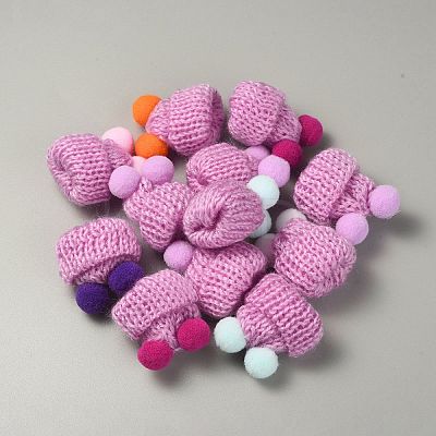 Woolen Crochet Mini Hat with Double Pom Pom Ball DIY-WH0032-56E-1