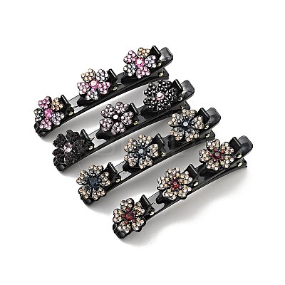 Fashion Double Layer Resin Rhinestone Alligator Hair Clips Sets PHAR-P005-25-1