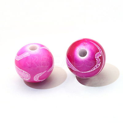 Spray Painted Drawbench Acrylic Round Beads ACRP-S657-12mm-M-1