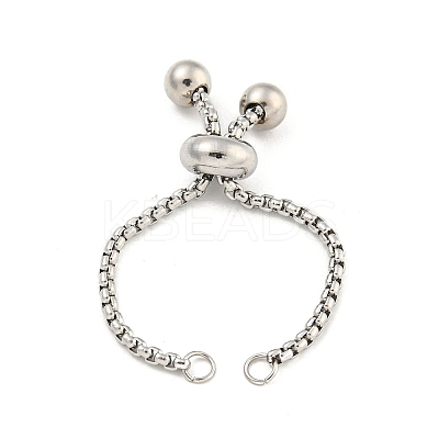 Non-Tarnish Adjustable 304 Stainless Steel Box Chain Slider Bracelet Making MAK-L038-001P-02-1