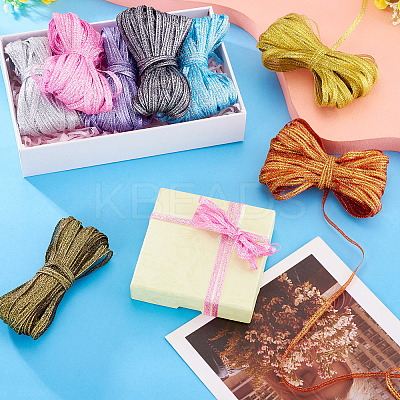 8 Bundles Polyester Glitter Power Ribbons OCOR-TA0002-93-1