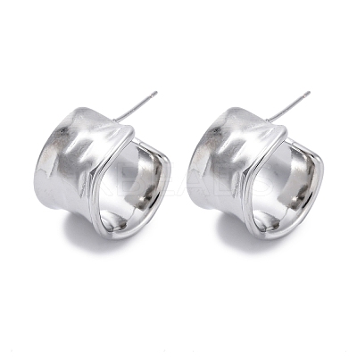 Brass C-Shaped Stud Earrings EJEW-R025-37P-1