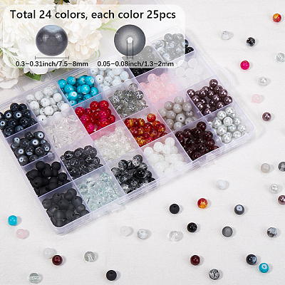 DIY Round Imitation Acrylic Pearl and Glass Beads Jewelry Making Finding Kits DIY-SP0002-78D-1