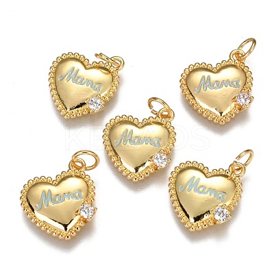 Brass Micro Pave Clear Cubic Zirconia Charms ZIRC-B002-36G-C-1