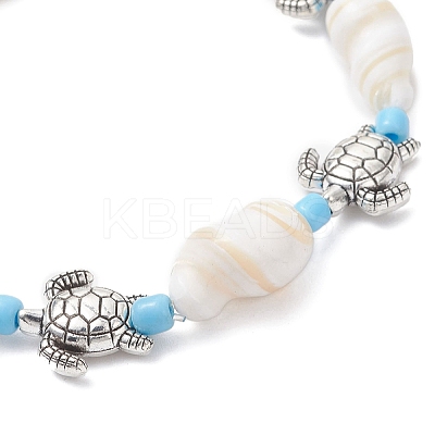 Ocean Theme Natural Shell & Alloy Beaded Stretch Bracelets for Men Women BJEW-JB12387-02-1