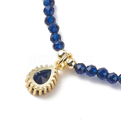 Cubic Zirconia Teardrop Pendant Necklace with Natural Kyanite Beaded Chains NJEW-JN04121-01-1
