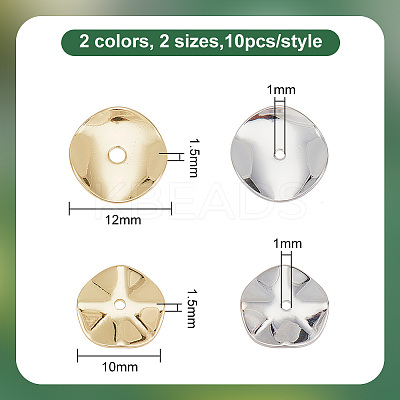 40Pcs 4 Styles Brass Spacer Beads KK-GO0001-34-1